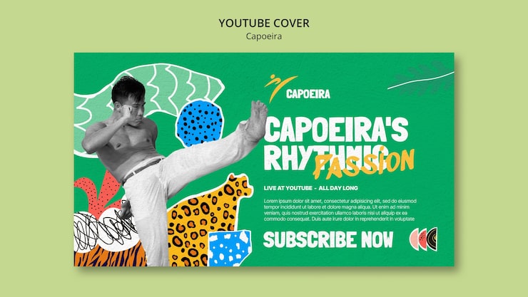 Gratis PSD capoeira-tävlingar youtube cover-mall
