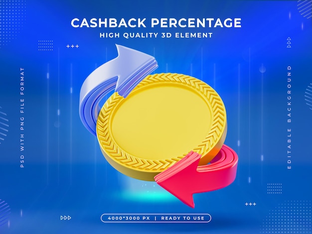 Gratis PSD cashback ikon isoleret 3d render illustration
