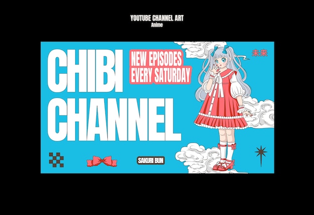 Gratis PSD chibi kanal youtube kanaldesign