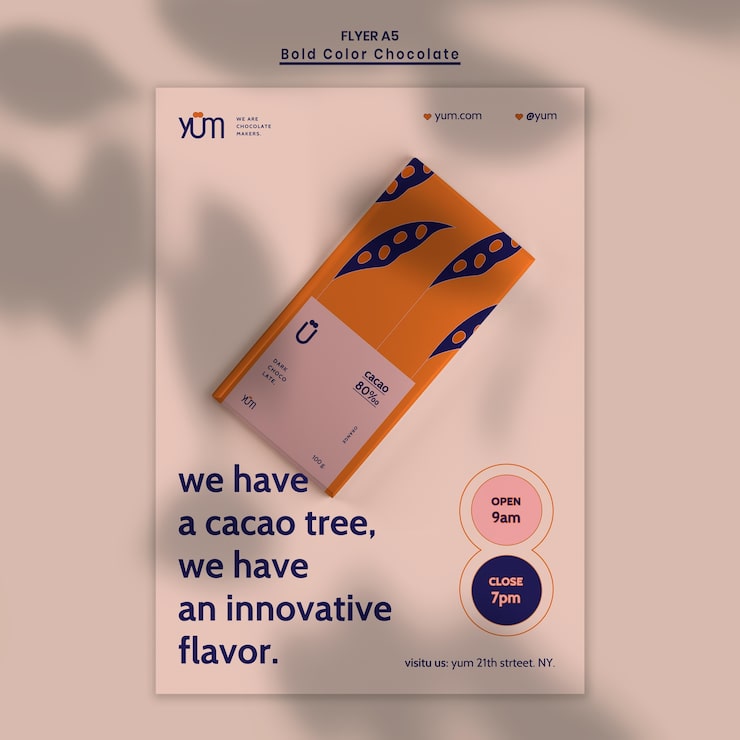 Gratis PSD chokoladebutik flyer skabelon