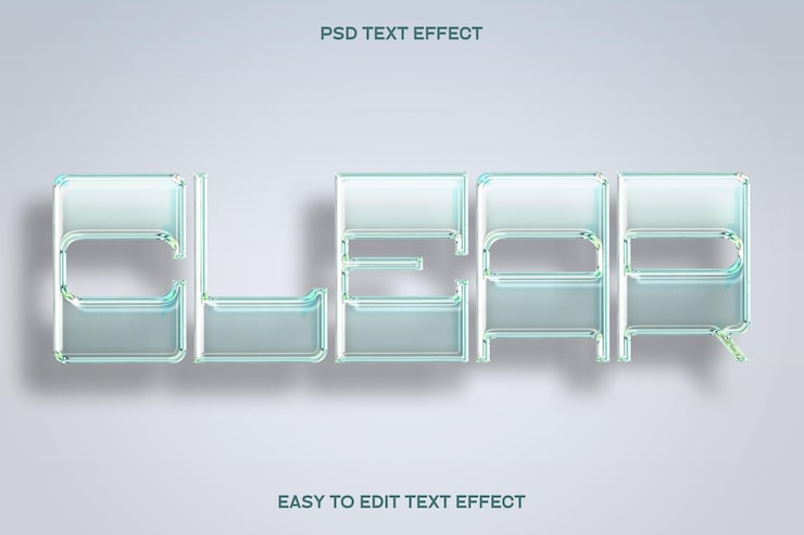 Gratis PSD clear glasstil teksteffekt
