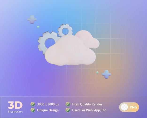 Gratis PSD cloud storage indstillinger 3d illustration