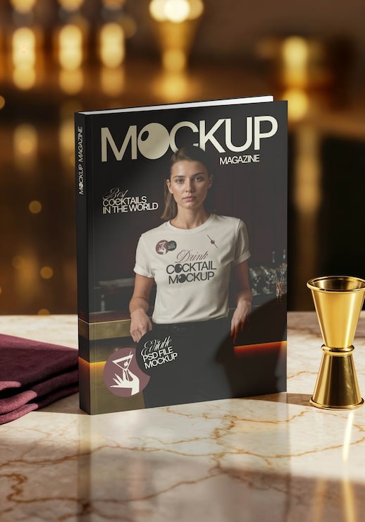 Gratis PSD cocktail hour mockup