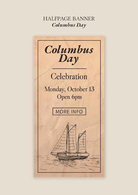 Gratis PSD columbusdagen feiring plakat