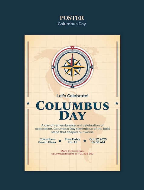 Gratis PSD columbusdagen feiring plakat