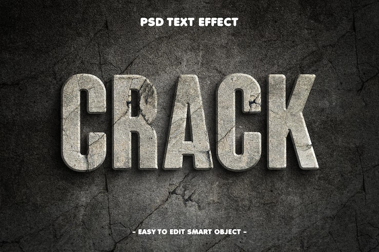 Gratis PSD crack wall texture editable text effect