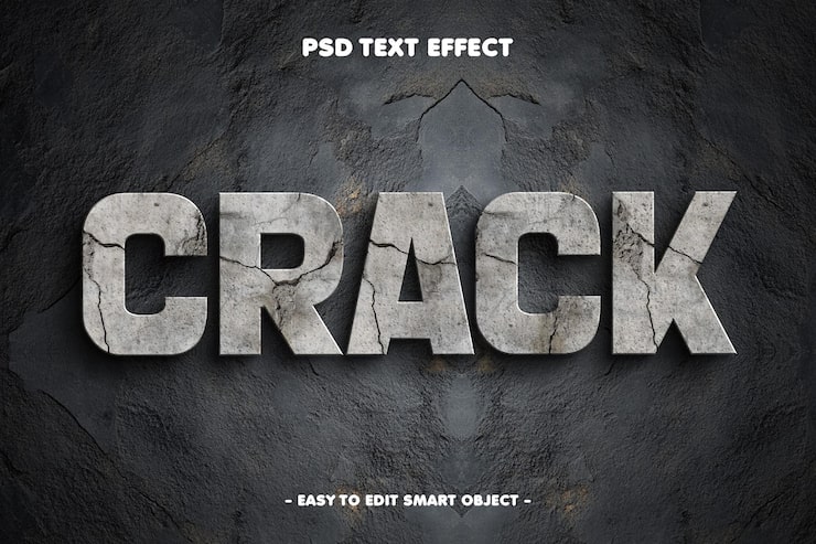 Gratis PSD crack wall texture redigerbar teksteffekt