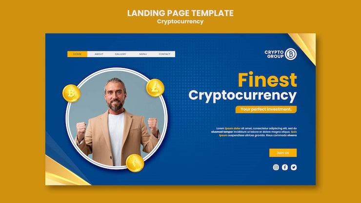 Gratis PSD cryptocurrency landingsside skabelon