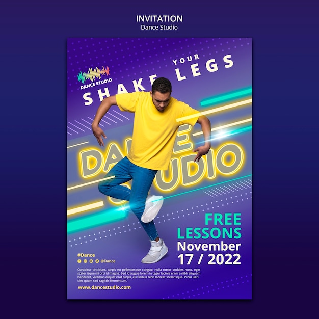 Gratis PSD dansestudioklasser invitasjonsmal