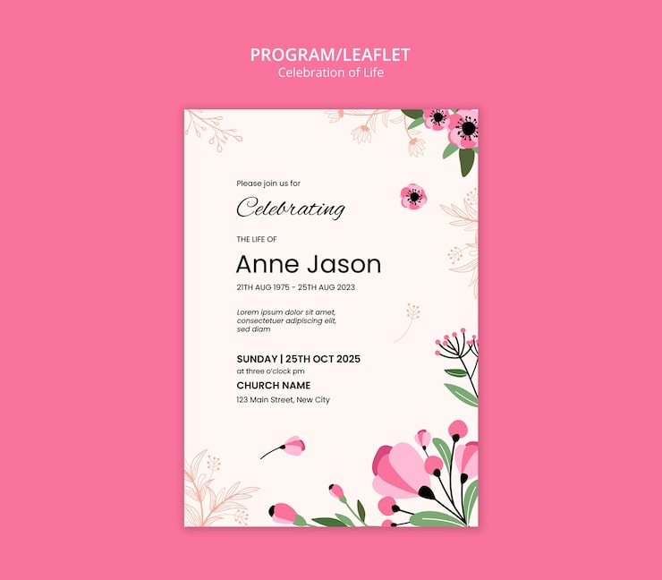Gratis PSD design af skabelon til fejring af livet
