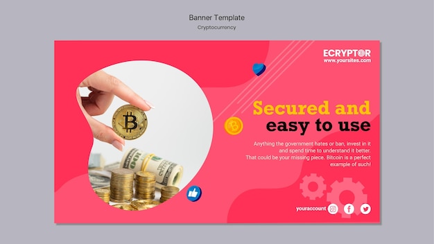 Gratis PSD designskabelon for kryptovaluta af banner