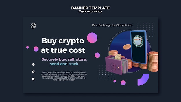 Gratis PSD designskabelon for kryptovaluta af banner