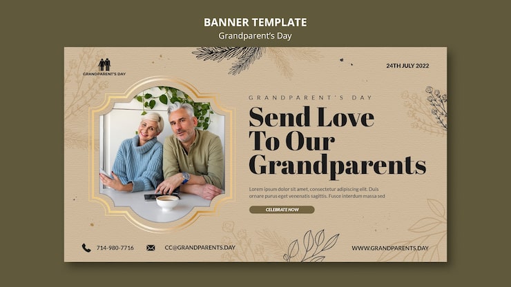Gratis PSD designskabelon til bedsteforældredag-banner