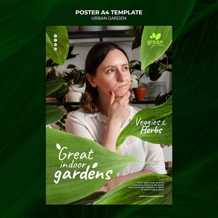 Gratis PSD designskabelon til plakat for urbane haver
