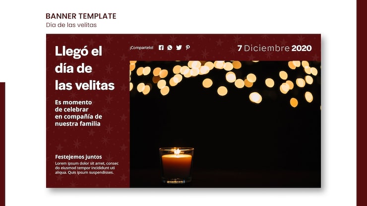 Gratis PSD dia de las velitas annonce banner skabelon