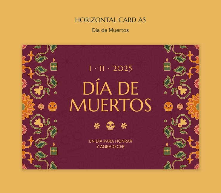 Gratis PSD dia de muertos invitationskort skabelon