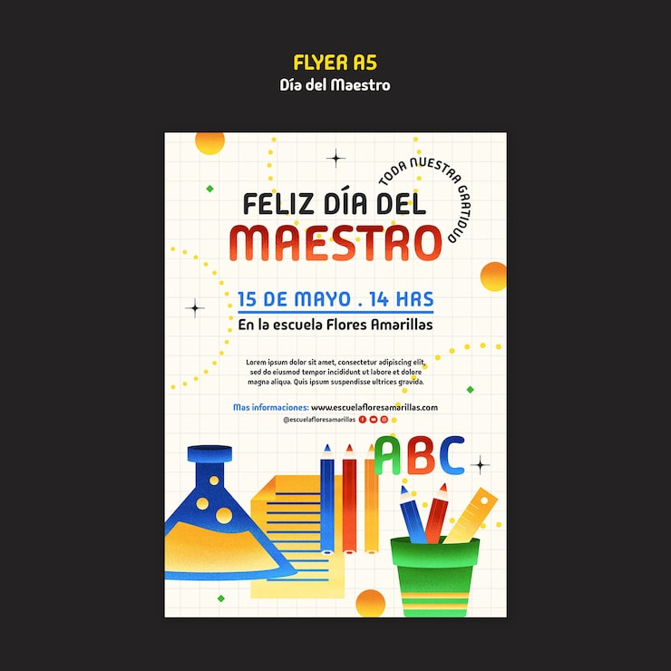 Gratis PSD dia del maestro-fejring plakat skabelon