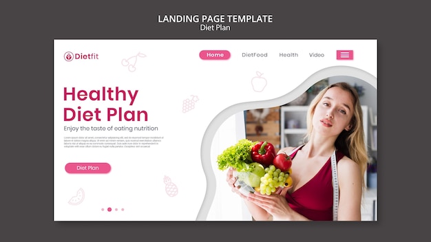 Gratis PSD diætplan landing page skabelon