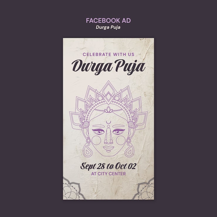 Gratis PSD durga puja facebook-annonse