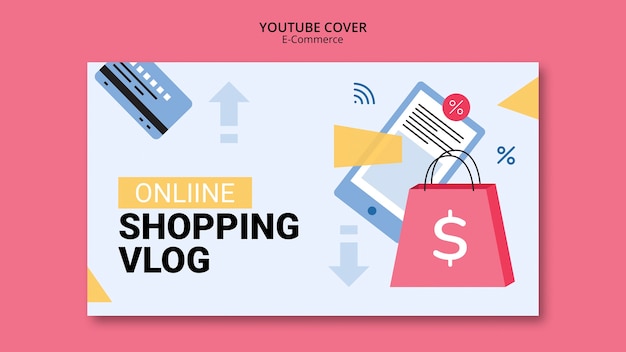 Gratis PSD e-handel flat design youtube-omslag