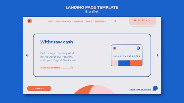 Gratis PSD e-lommebok landingsside designmal
