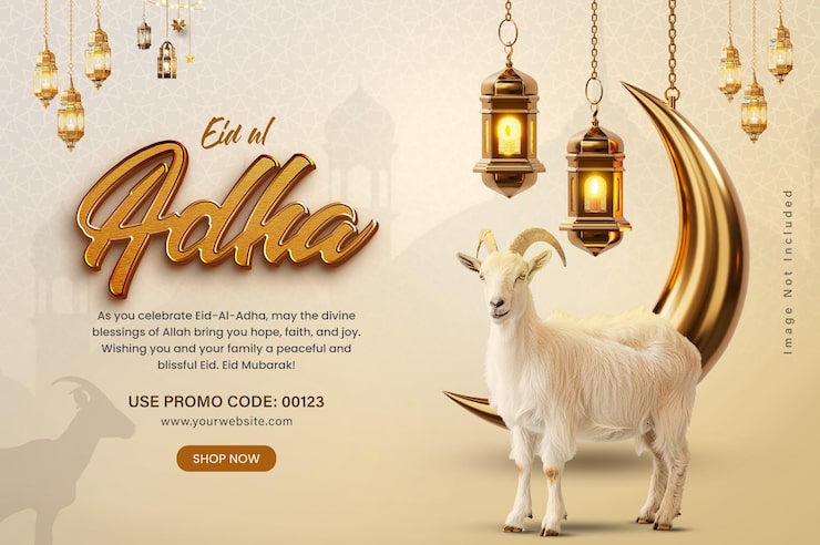 Gratis PSD eid ul adha mubarak-mall för design av rea-banner