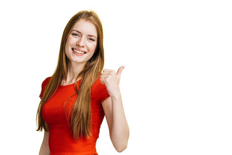 Gratis PSD ekspressiv kvinde gestikulerer