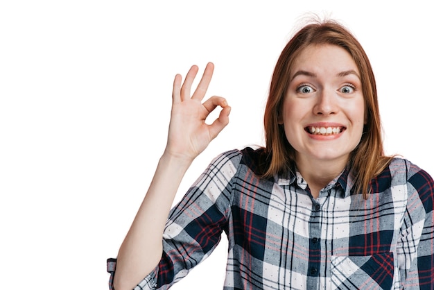 Gratis PSD ekspressiv kvinde gestikulerer