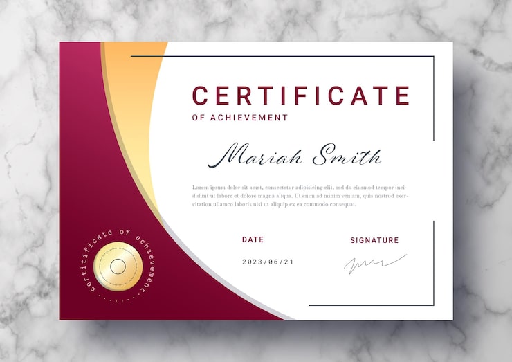 Gratis PSD elegant certifikatskabelon med gyldne detaljer