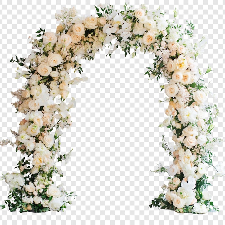 Gratis PSD elegant hvid blomsterbryllupsbue