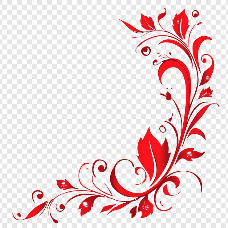 Gratis PSD elegant rødt blomsterdesign et hjørnepynt