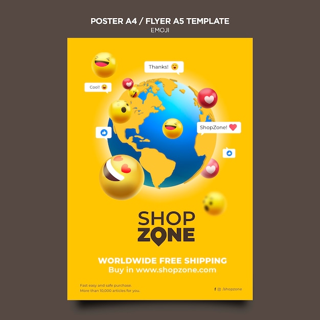 Gratis PSD emoji-affisch a4-mall