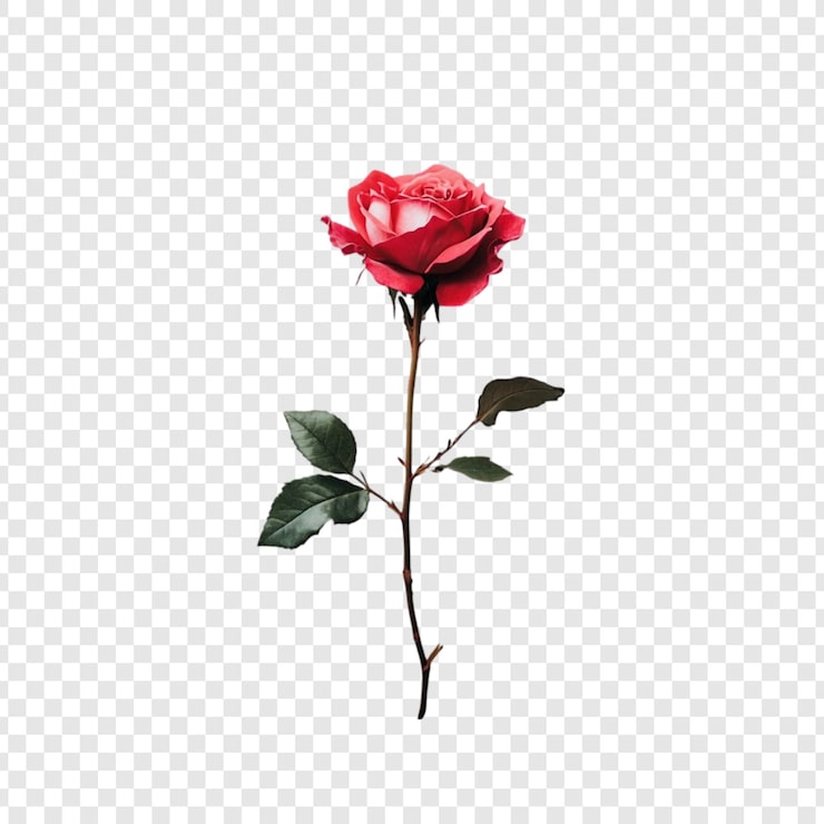 Gratis PSD en enkelt rød rose - elegance og skønhed