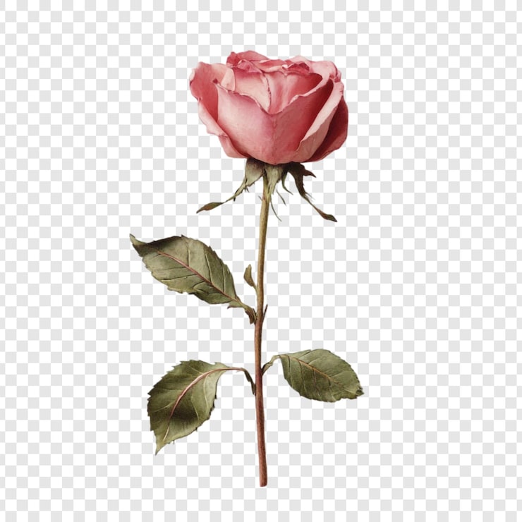 Gratis PSD enkelt rosa rosestilk botanisk nærbilde