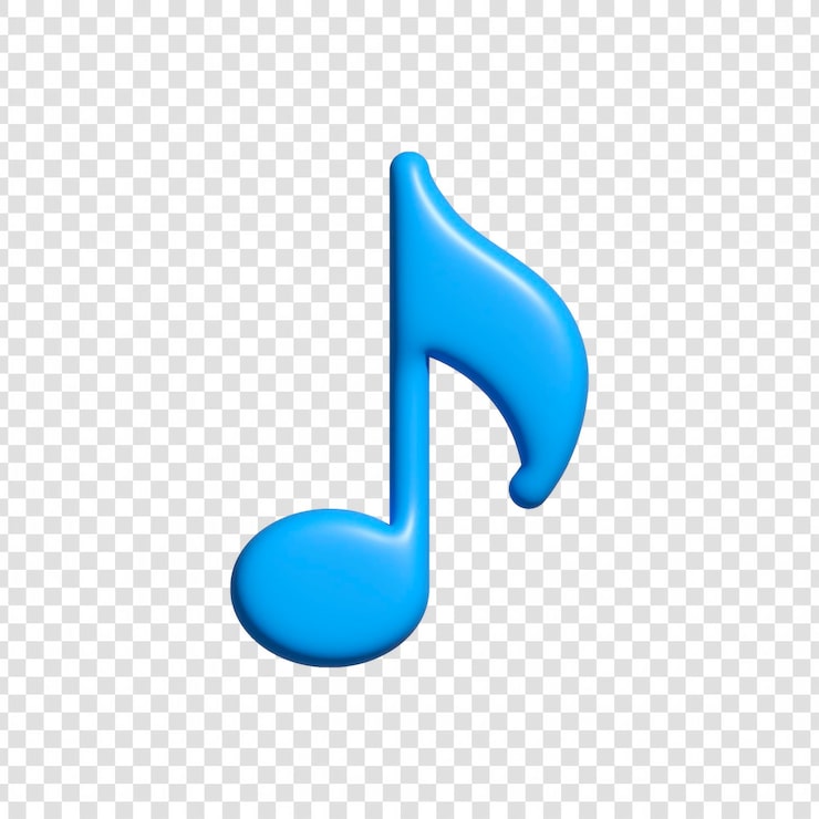 Gratis PSD et 3d blått musikknoter-ikon isolert på en transparent bakgrunn