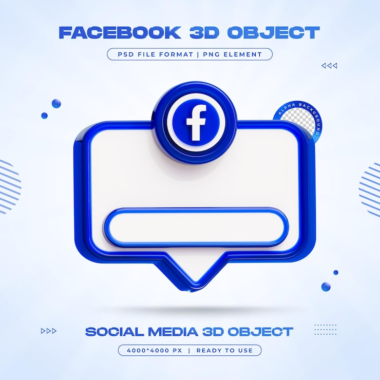 Gratis PSD facebook element sociale medier 3d gengivelse isoleret til komposition
