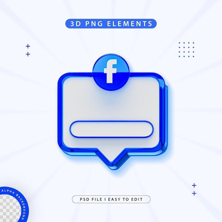 Gratis PSD facebook følg os banner element ikon isoleret 3d render