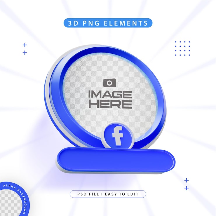 Gratis PSD facebook følg os banner element ikon isoleret 3d render