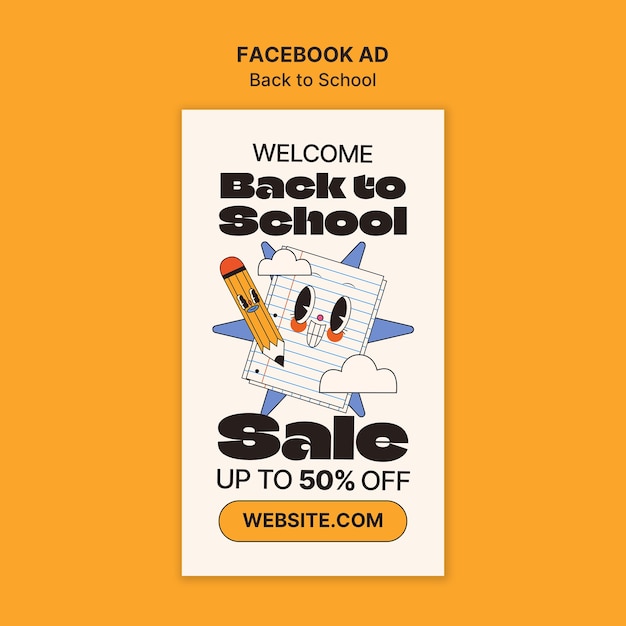 Gratis PSD facebook-mal for salg ved skolestart