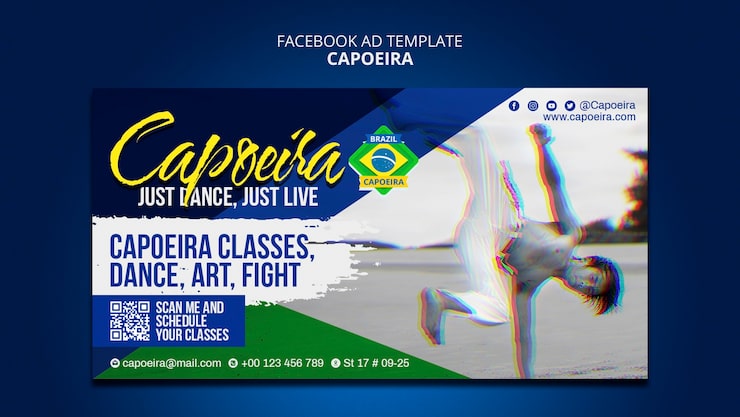 Gratis PSD facebook-mall för capoeira med platt design