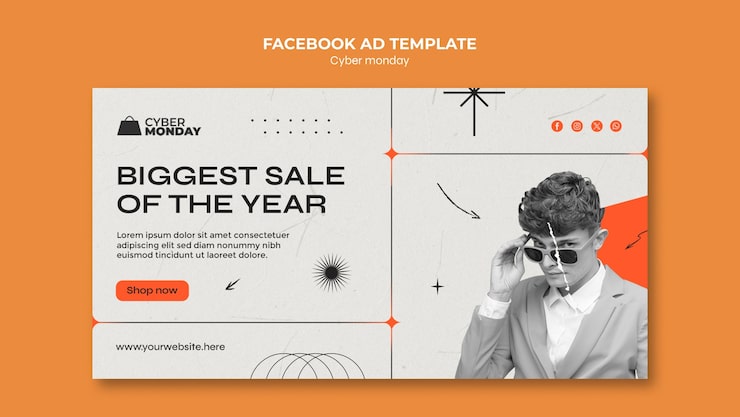Gratis PSD facebook-skabelon til cyber monday-udsalg