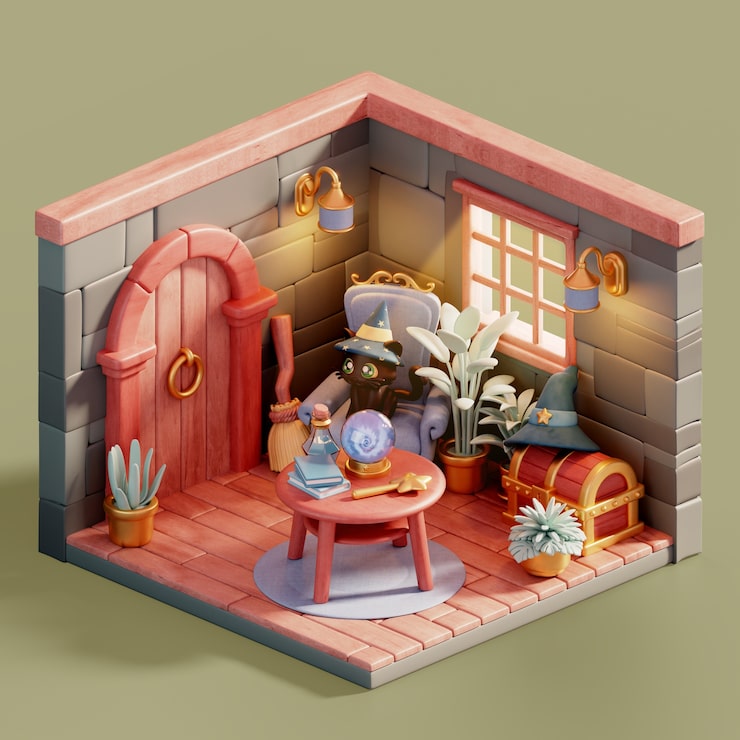 Gratis PSD fantasiscene-illustrasjon