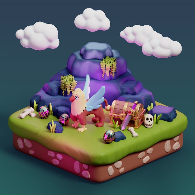 Gratis PSD fantasiscene-illustrasjon