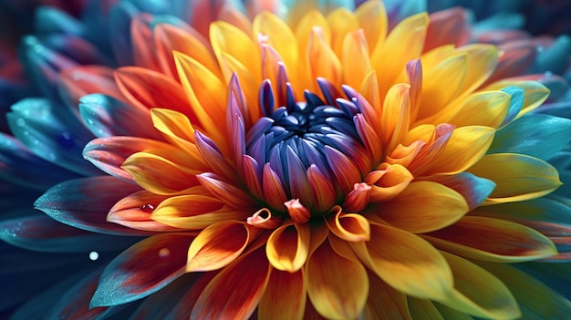 Gratis PSD färgstark blomsternärbild generativ ai