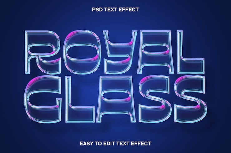 Gratis PSD farverig teksteffekt i glasstil