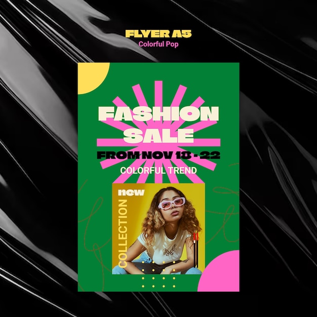 Gratis PSD farverigt pop-skabelondesign