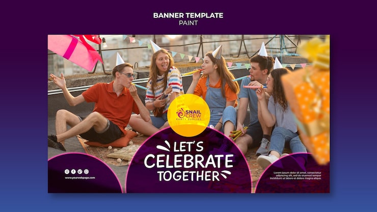 Gratis PSD fest fejring med hatte banner skabelon