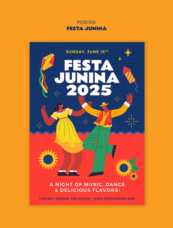 Gratis PSD festa junina plakat skabelon design