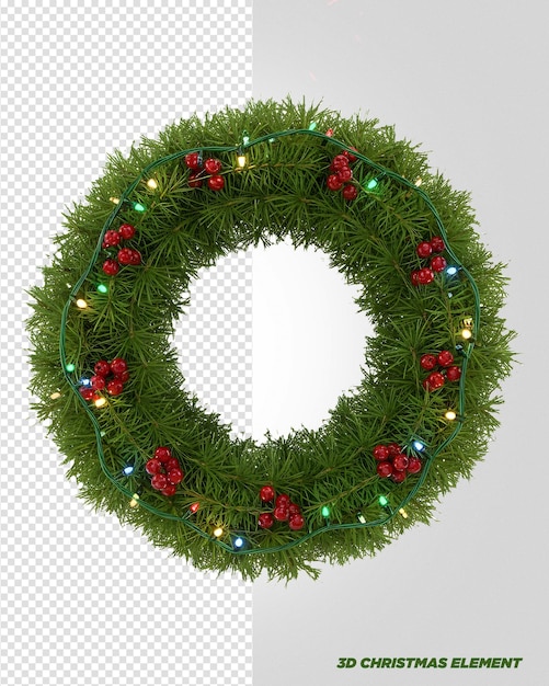 Gratis PSD festlig julkrans med bär och belysning