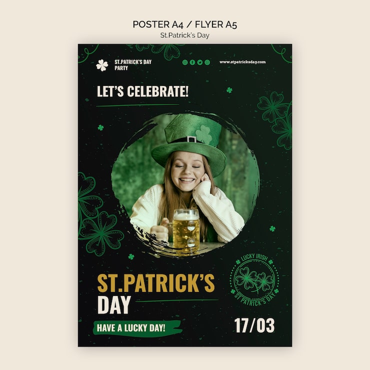 Gratis PSD festlig st. patricks dag plakat